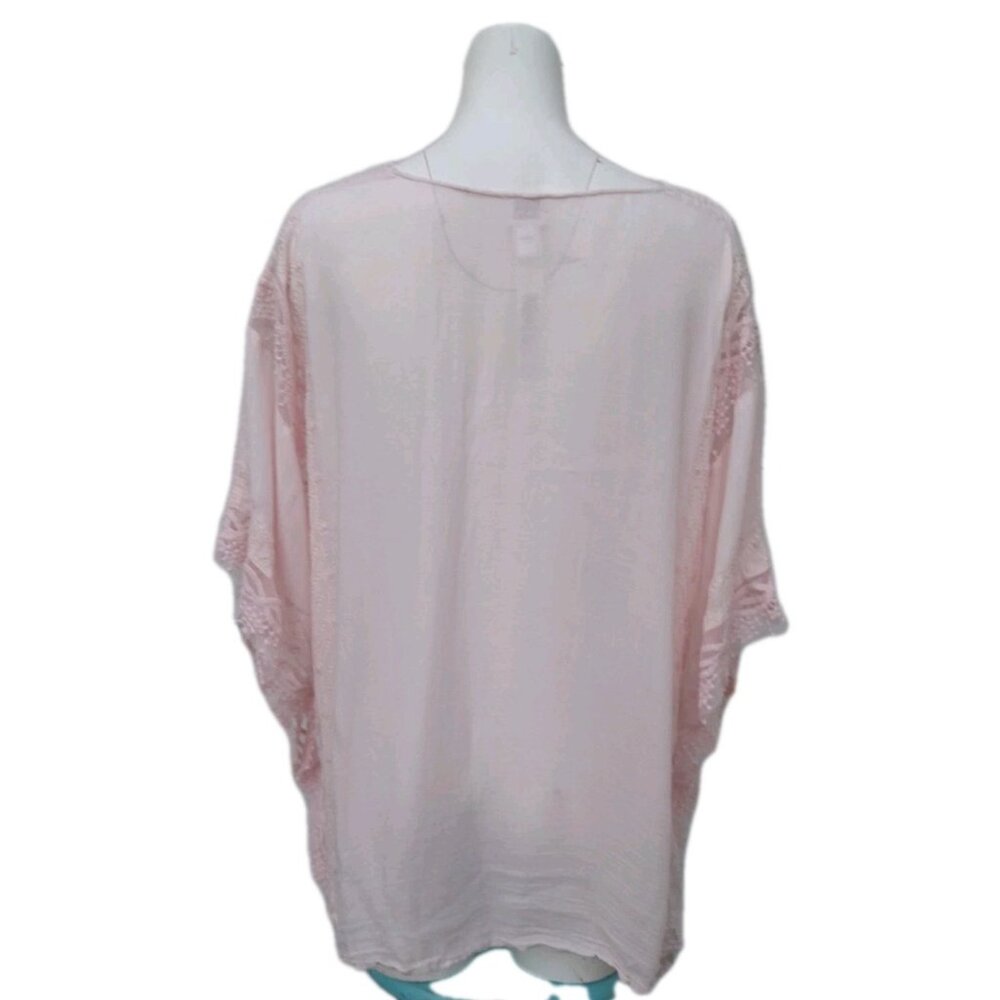 Chicos Boho Casual Party Embroidered Asymmetrical Fairy Blouse Size L/XL Pink - Picture 4 of 10